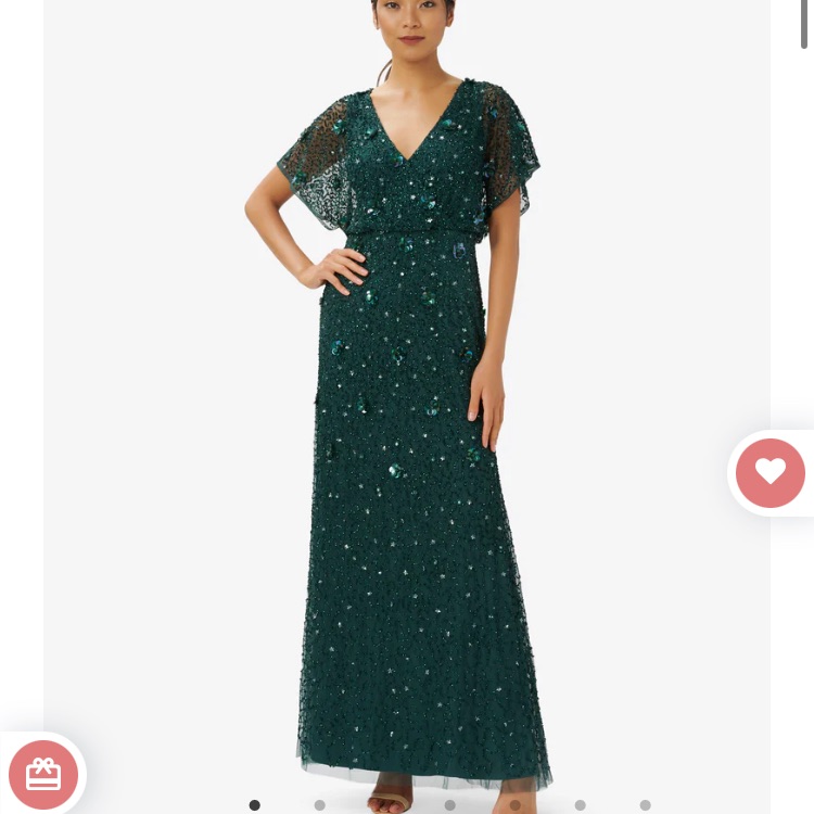 Hand-Beaded 3d Floral Blouson Long Gown In Dusty Emerald